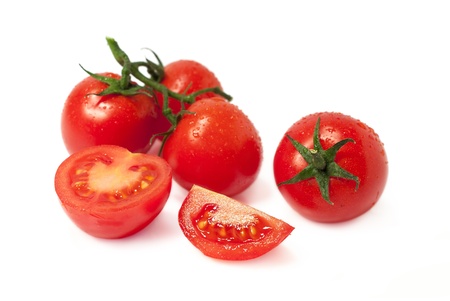 Fresh cherry tomatoes isolated on white background
の写真素材