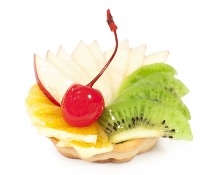 cake with fruit and berries close-up on white
の写真素材