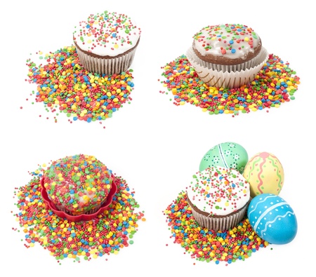 set of Easter cakes isolated on white
の写真素材