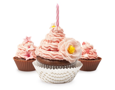 cupcakes with pink cream isolated on white
の写真素材