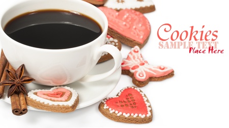 homemade cookies with a cup of coffeeの写真素材