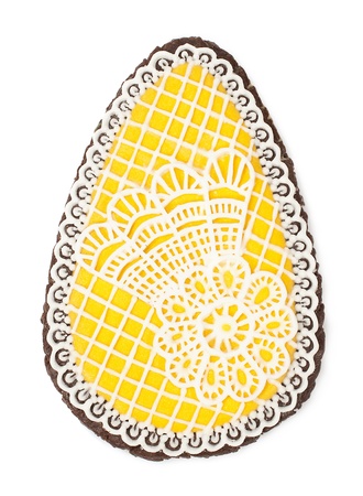 Easter cookies in shape of egg with icing isolated on white
の写真素材
