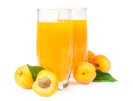 two glasses of apricot juiceの写真素材