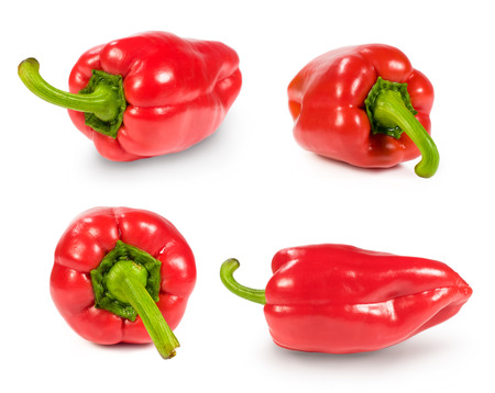 set of red paprika isolated on whiteの写真素材
