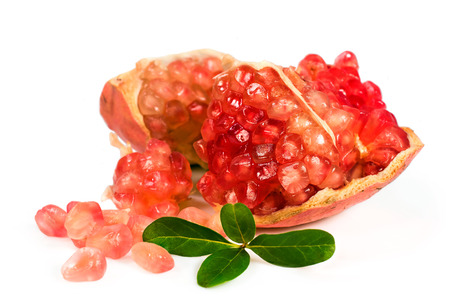 Ripe pomegranate fruit isolated on white background の写真素材