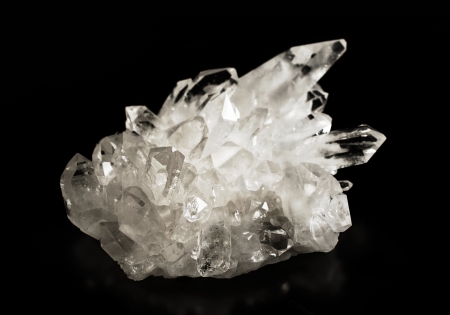 Rock crystal on a black background の写真素材