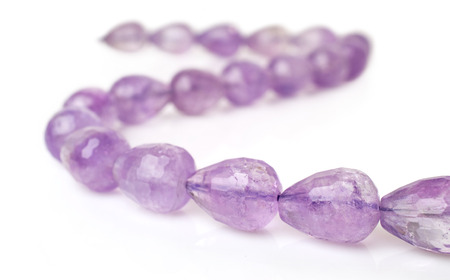 amethyst necklace isolated on whiteの写真素材