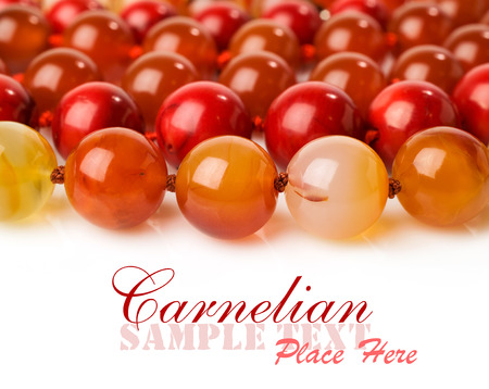 Textured background. Carnelian beads close-upの写真素材