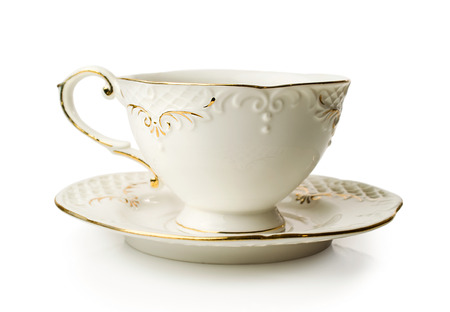 exquisite cup of coffee isolated on whiteの写真素材