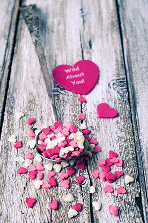 decorations for baking Valentine's day in the form of heartsの写真素材