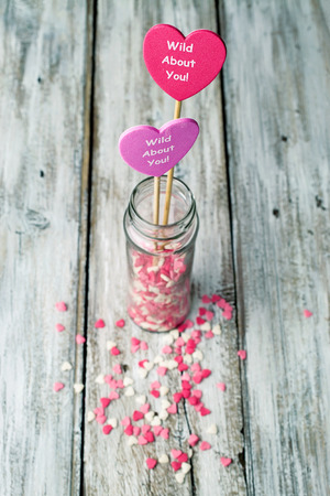 decorations for baking Valentine's day in the form of heartsの写真素材