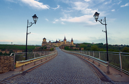 Road leading to the medieval castle. Ukraine, Kamenets-Podolskの写真素材