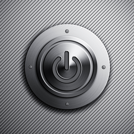 Background with a metal power buttonの写真素材