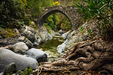 Ancient Venetian Bridge in Troodos Mountains, Cyprusの写真素材