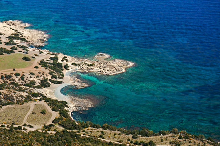 Top view sea and coast of rocks in Cyprus. Sea landscape.の写真素材