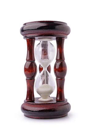 Vintage wooden hourglass isolated on white background