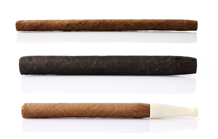 Set of three kind cigars isolated on white backgroundの写真素材
