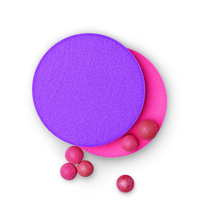 Sponges for makeup and blush balls isolated on white backgroundの写真素材