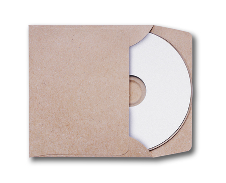Craft envelope with cd disk for data storage isolated on whiteの写真素材