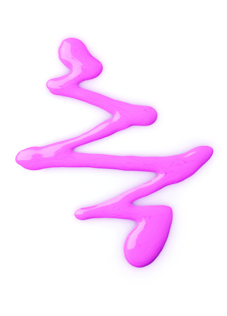 Spilled pink nail polish as sample of cosmetics product isolated on white backgroundの写真素材