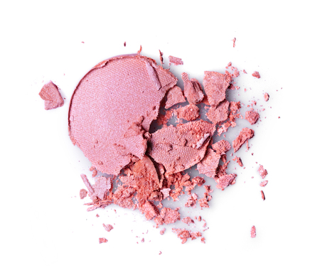 Round pink crashed eyeshadow for make up as sample of cosmetics product isolated on white backgroundの写真素材