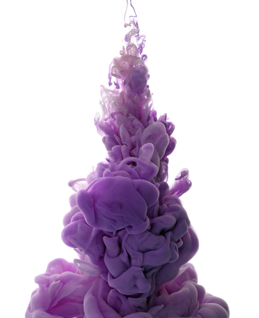 Abstract object of paint splash. Color cloud of ink in water isolated on white backgroundの写真素材