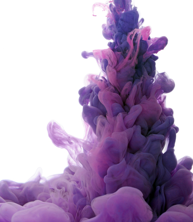 Abstract object of paint splash. Color cloud of ink in water isolated on white backgroundの写真素材