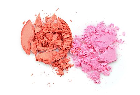 Colored crushed eyeshadow for make up as sample of cosmetic product isolated on white backgroundの写真素材