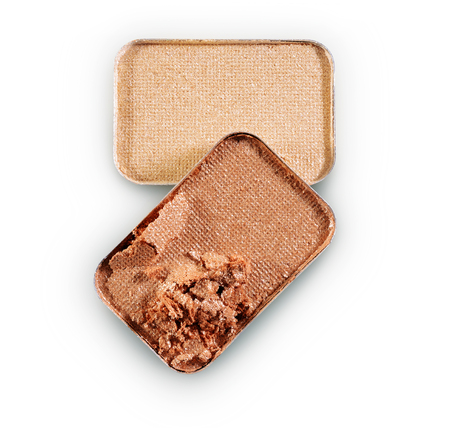 Beige crushed eyeshadow for make up as sample of cosmetic product isolated on white backgroundの写真素材