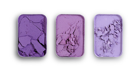 Purple crushed eyeshadow for make up as sample of cosmetic product isolated on white backgroundの写真素材
