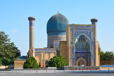 Gur Emir mausoleum of the asian famous historical personality Tamerlane or Amir Timur in Samarkand, Uzbekistanの写真素材