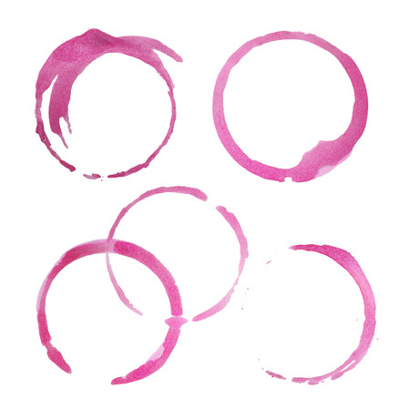 Set of wine glass ring stains for design collection isolated on white backgroundの写真素材