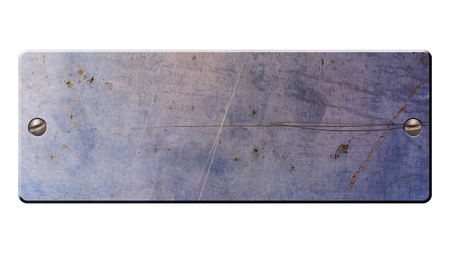 Gray grunge scratched metallic nameplate on rivets for design isolated on white background