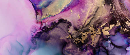 Closeup of multicolored alcohol ink abstract texture, trendy wallpaper. Art for design project as background for invitation or greeting cards, poster, presentation, bannerの写真素材