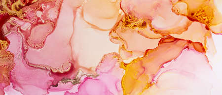 Closeup of multicolored alcohol ink abstract texture, trendy wallpaper. Art for design project as background for invitation or greeting cards, poster, presentation, bannerの写真素材