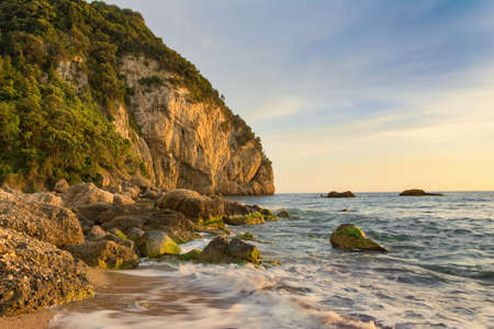 Beautiful landscape of the coast Ionian Sea in the Corfu or Kerkyra is a Greek island, Europeの写真素材