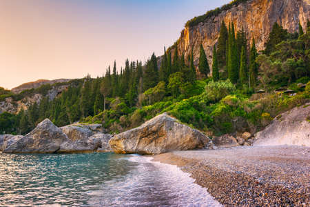 Beautiful landscape of the coast Ionian Sea in the Corfu or Kerkyra is a Greek island, Europe