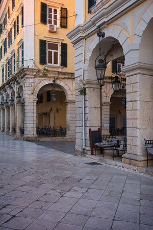 Beautiful cityscape of Corfu old town on the Greek island Kerkyra, Europeの写真素材