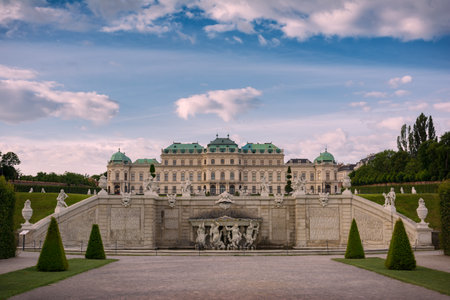 The Belvedere Baroque Palace in Vienna, Austria is a famous and beautiful landmark in Europeのeditorial素材