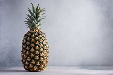 Ripe sliced ââpineapple on a grey background close-upの写真素材