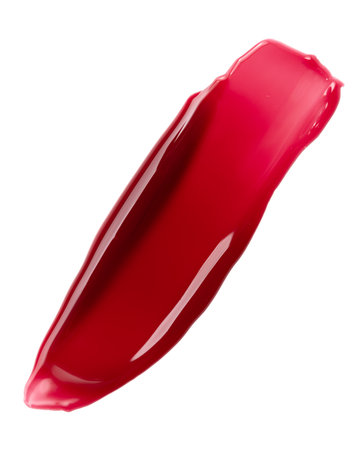 Smear of red purple lip gloss or nail art material isolated on white background for easy using in design projects. Beauty industry, cosmetics.の写真素材