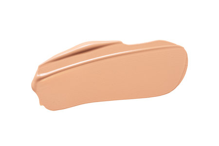 Makeup foundation, beige concealer swatch, smear isolated on white background. BB CC cream texture.の写真素材