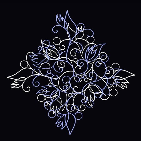 black and white floral patterのイラスト素材