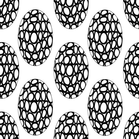 black and white ovals seamless pattern isolated in whiteのイラスト素材