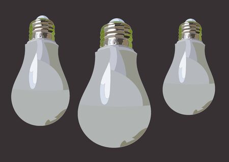 three light bulb on a gray backgroundのイラスト素材