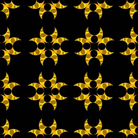 orange crescent moon seamless pattern on a black backgroundのイラスト素材