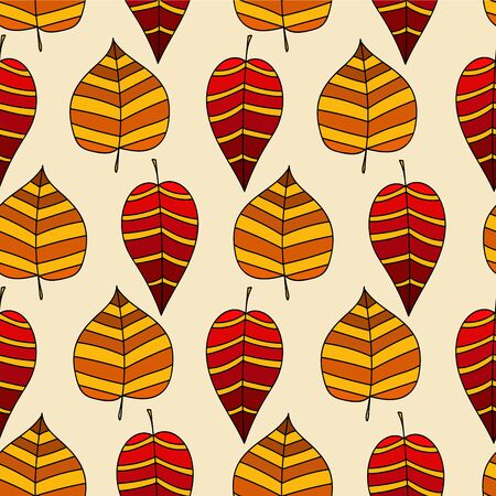 orange and yellow leaves seamless pattern. Minimal stylish vector art. Nature and forest themesのイラスト素材