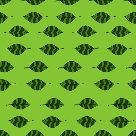 green leaves seamless pattern on a green backgroundのイラスト素材