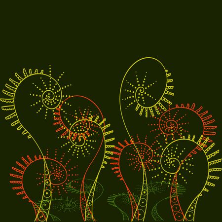 fern vector art on a green background. Minimal styleのイラスト素材