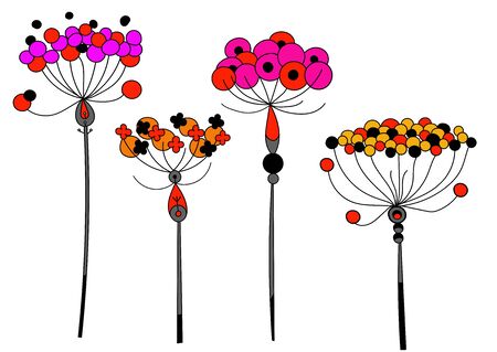 Dandelion illustration isolated in blue. Line art. Minimal artのイラスト素材